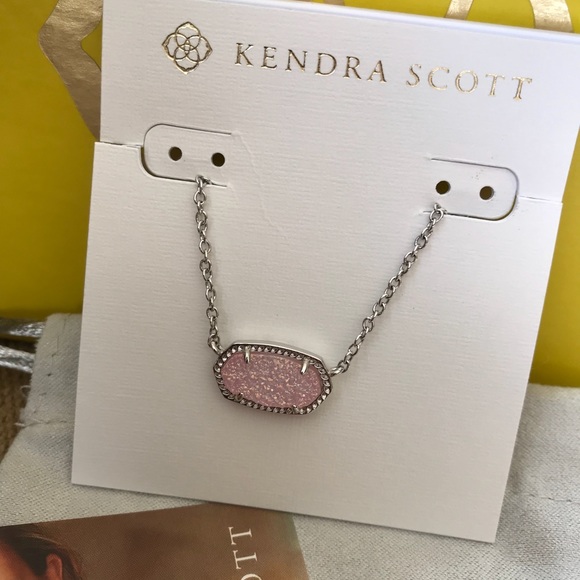Kendra Scott Elisa Light Pink Druzy&Silver Pendant - Picture 5 of 8